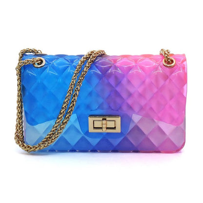 Quilt Embossed Multi Color Jelly Shoulder Bag - Evening