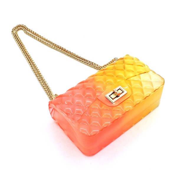 Quilt Embossed Multi Color Jelly Shoulder Bag - Evening