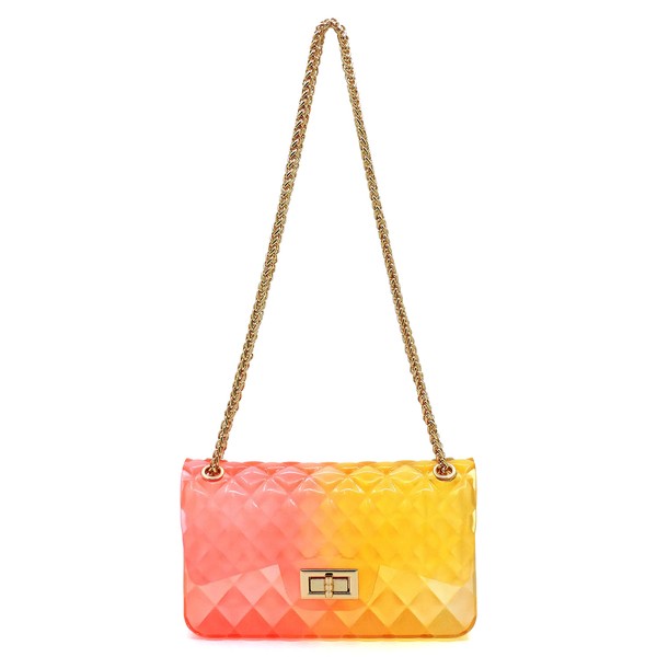 Quilt Embossed Multi Color Jelly Shoulder Bag - Evening