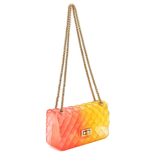 Quilt Embossed Multi Color Jelly Shoulder Bag - Evening