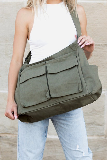 Oversize Canvas Messenger Bag