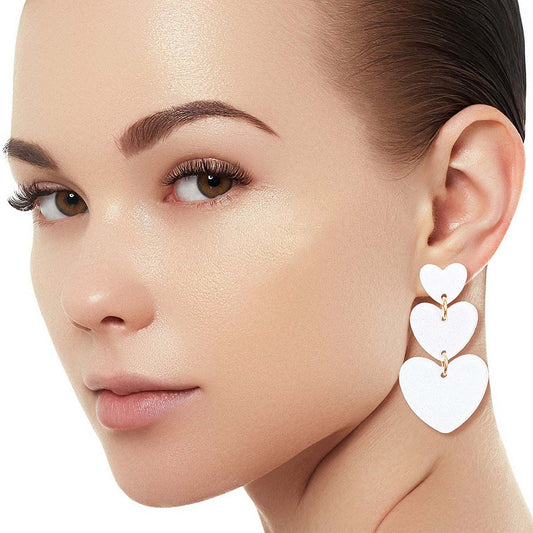 Valentine Earrings White Graduated Triple Earrings