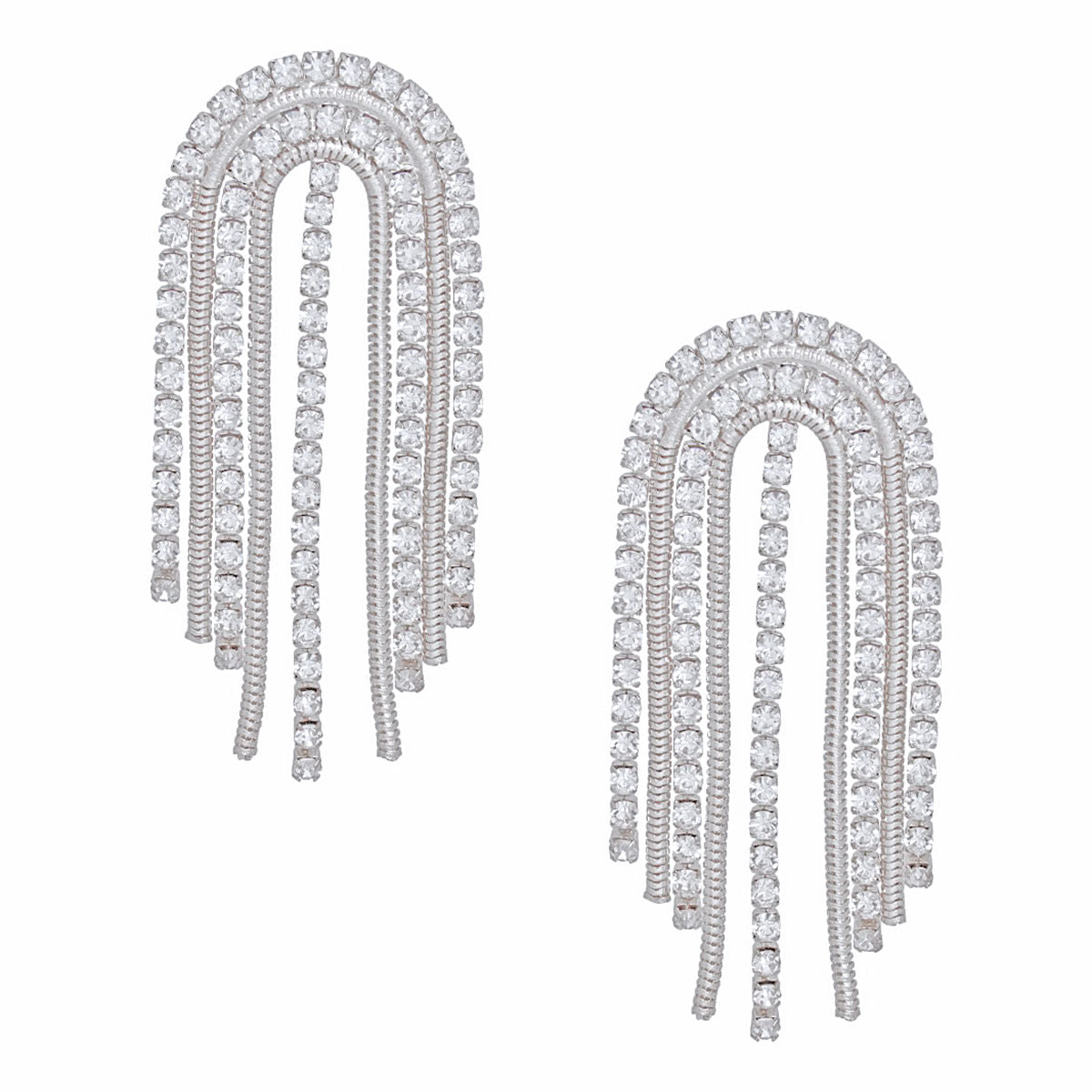 Tassel Large Silver Cascading Arch Earrings Women