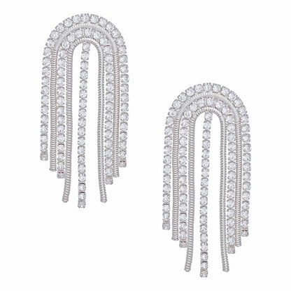 Tassel Large Silver Cascading Arch Earrings Women