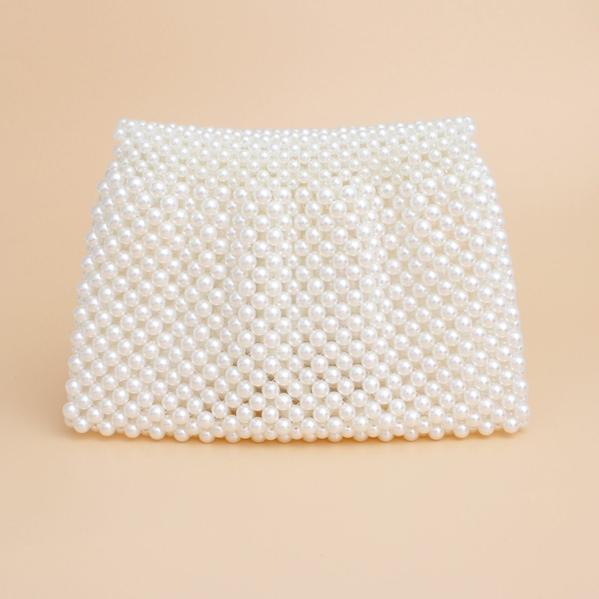 Evening Clutch Cream Pearl Woven Handmade Flap Bag