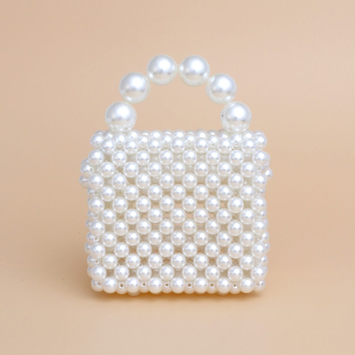 Micro Top Handle Cream Pearl Woven Handmade Bag