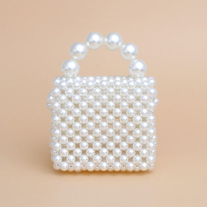 Micro Top Handle Cream Pearl Woven Handmade Bag