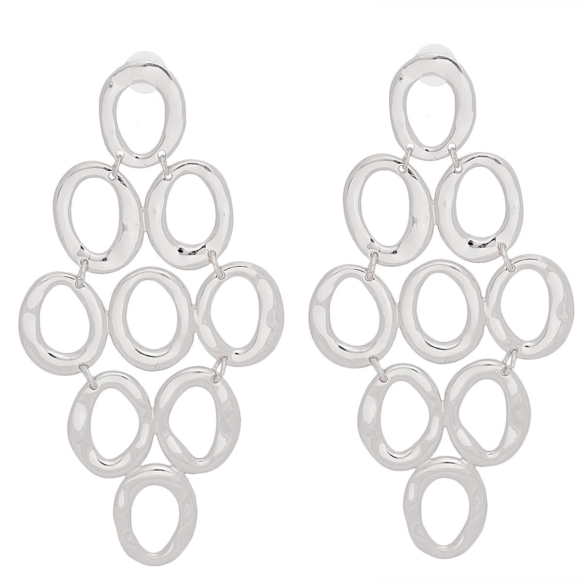 Drop Silver Cascading Ring Chandelier Earrings