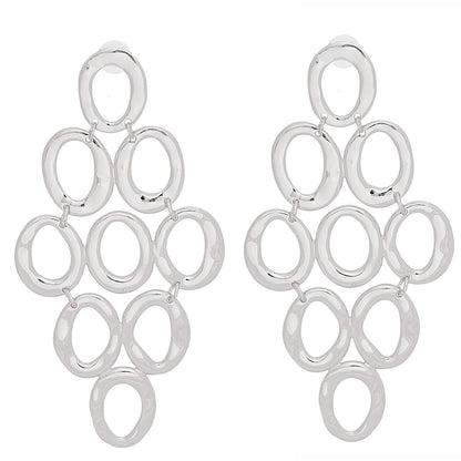 Drop Silver Cascading Ring Chandelier Earrings