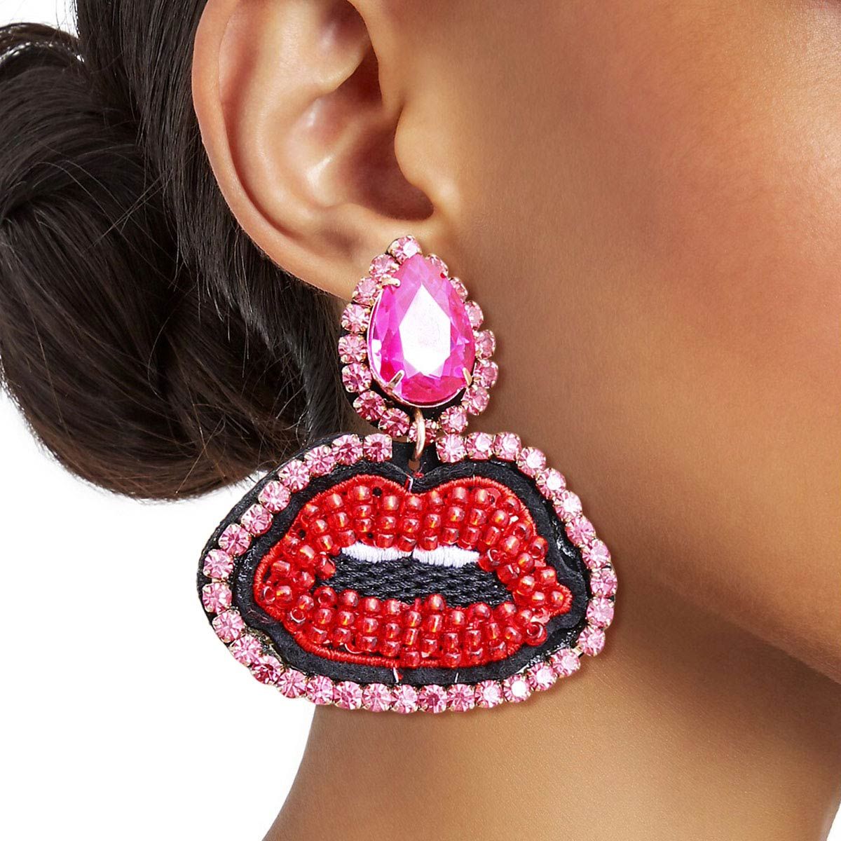 Pink Teardrop Lips Earrings Valentine Earrings 