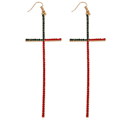 Divine Drops: Rhinestone Cross Earrings for women