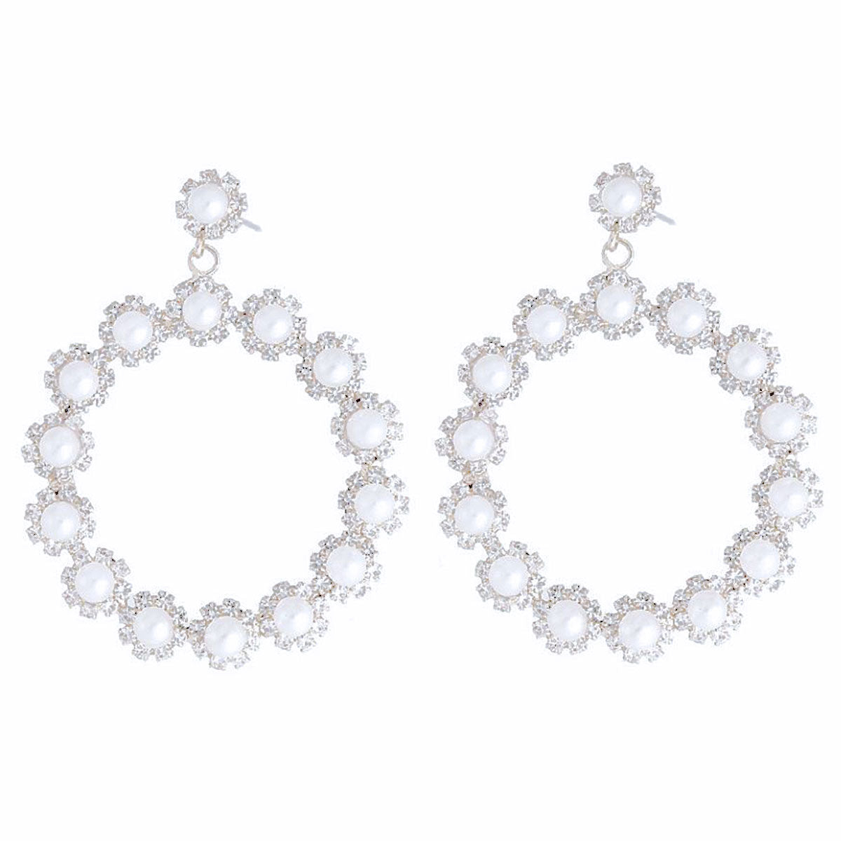 45mm Pearl Silver Round Earrings