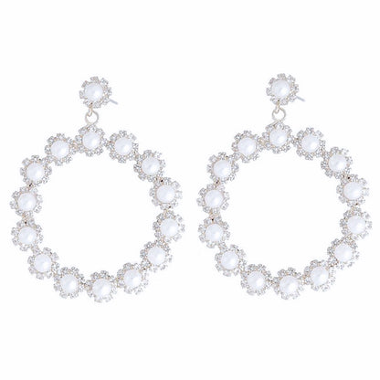 45mm Pearl Silver Round Earrings