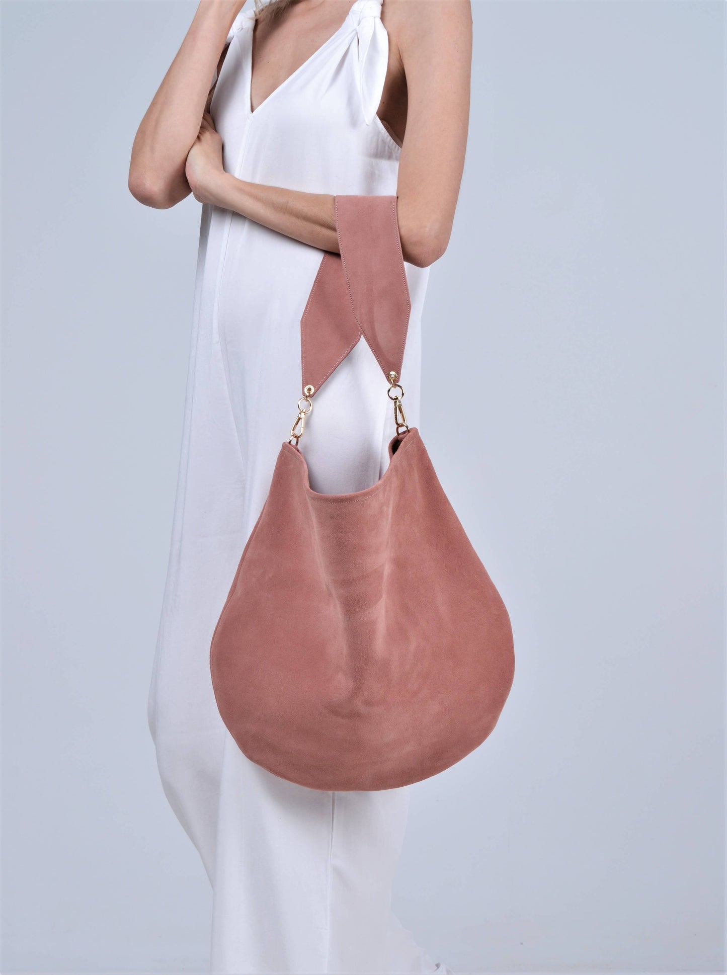 Anna Soft Hobo Bag-Designer bag in Terracotta Pink - LAST ONE!