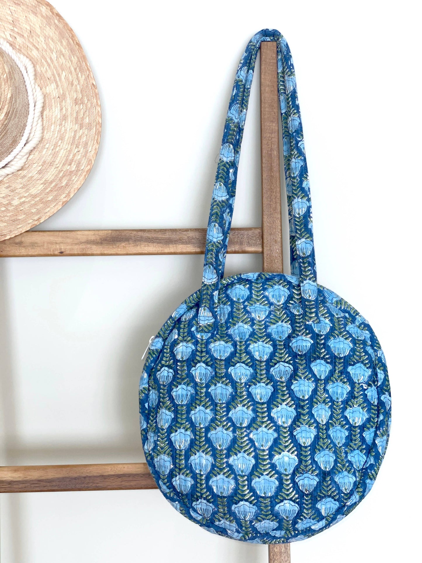 Block Printed Market Round Bag