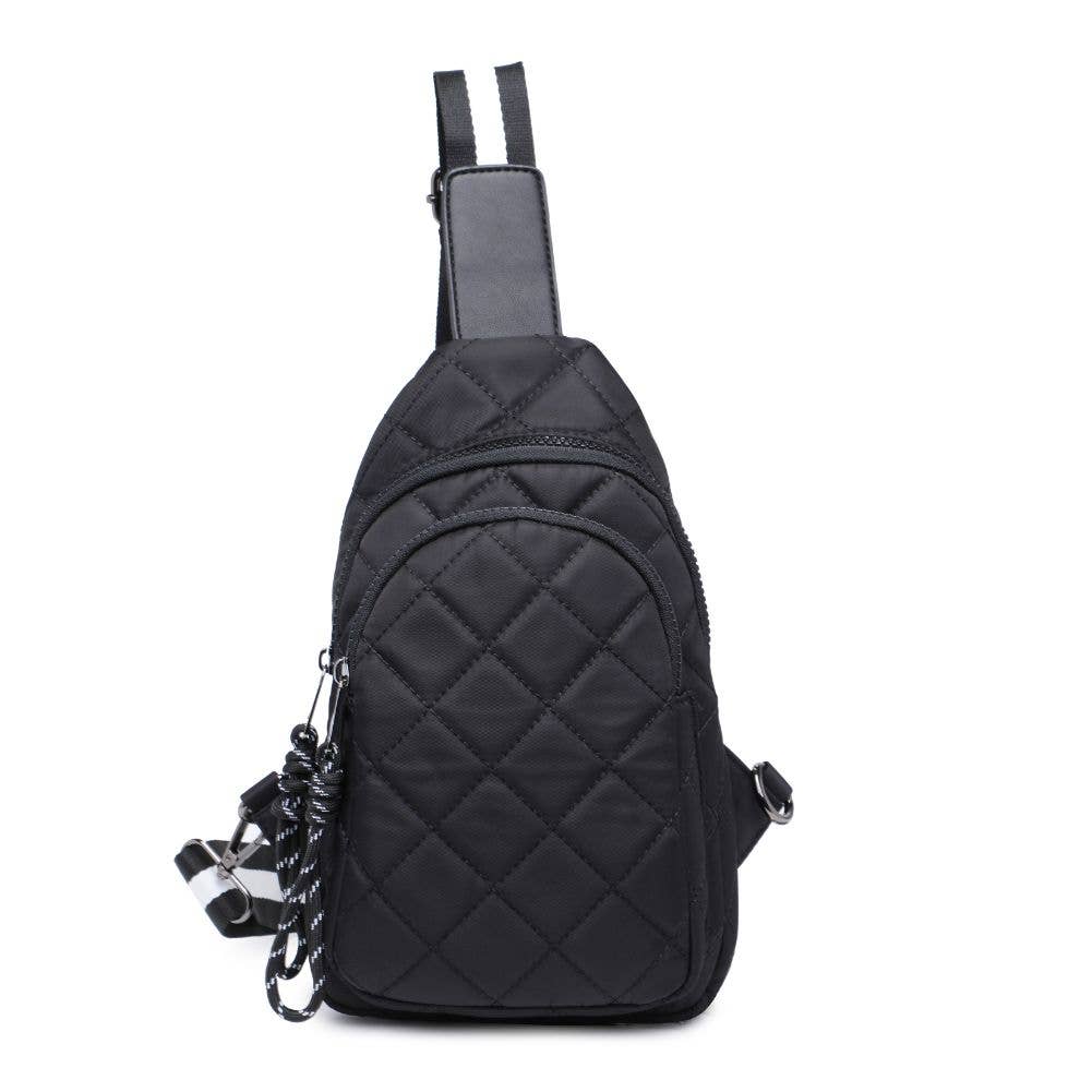 Ace Quilted Nylon Sling Bag Backpack:Black LAST ONE!