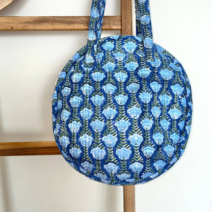 Block Printed Market Round Bag